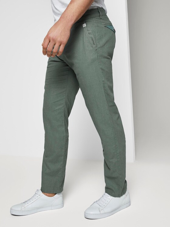 Travis Regular Hose aus Leinengemisch mit Kordelband - Männer - Pale Bark Green Travis Regular Hose aus Leinengemisch mit Kordelband - Männer - Pale Bark Green - 11 - TOM TAILOR