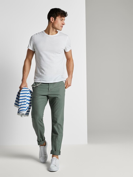 Travis Regular Hose aus Leinengemisch mit Kordelband - Männer - Pale Bark Green Travis Regular Hose aus Leinengemisch mit Kordelband - Männer - Pale Bark Green - 3 - TOM TAILOR