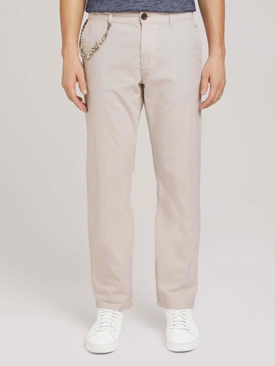Travis Regular Hose aus Leinengemisch mit Kordelband - Männer - clouds grey Travis Regular Hose aus Leinengemisch mit Kordelband - Männer - clouds grey - 1 - TOM TAILOR