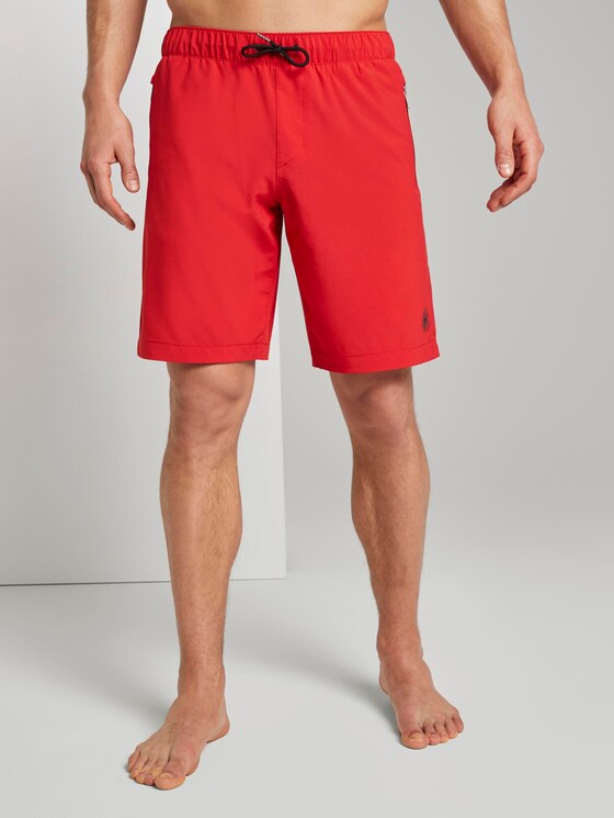 Functional swimming trunks with zip pockets - Men - brilliant red Functional swimming trunks with zip pockets - Men - brilliant red - 1 - TOM TAILOR