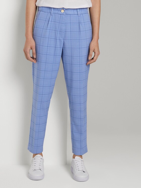 Karierte Chino Hose - Frauen - blue check design Karierte Chino Hose - Frauen - blue check design - 1 - Mine to five