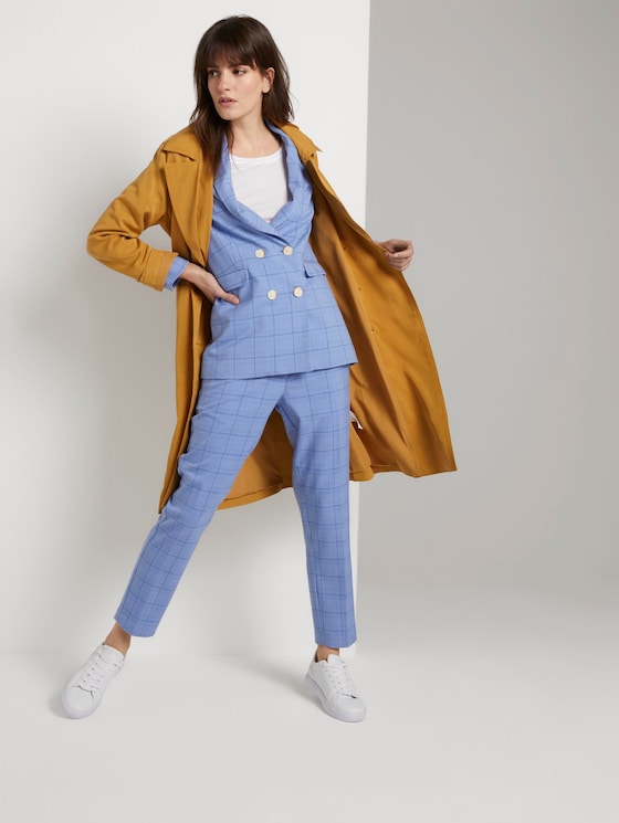 Karierte Chino Hose - Frauen - blue check design Karierte Chino Hose - Frauen - blue check design - 3 - Mine to five