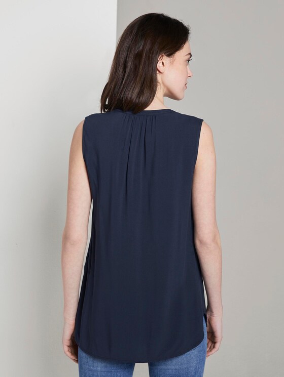 Ärmellose Bluse mit Henley-Ausschnitt - Frauen - Real Navy Blue Ärmellose Bluse mit Henley-Ausschnitt - Frauen - Real Navy Blue - 2 - TOM TAILOR Denim