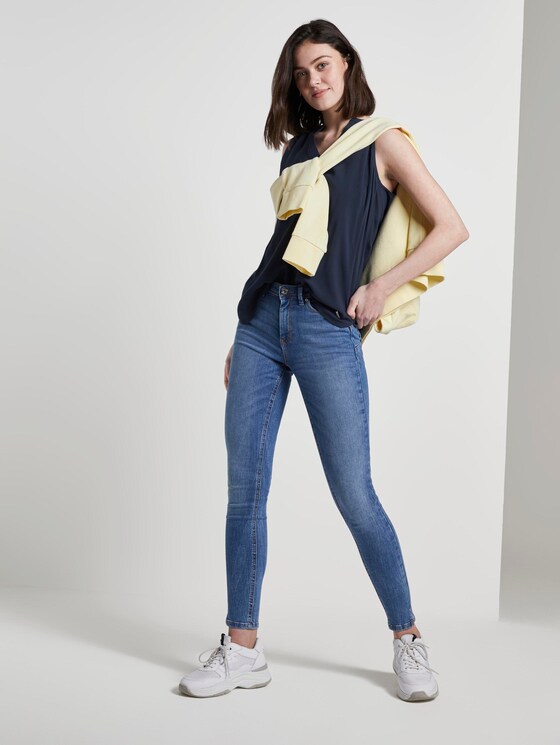 Ärmellose Bluse mit Henley-Ausschnitt - Frauen - Real Navy Blue Ärmellose Bluse mit Henley-Ausschnitt - Frauen - Real Navy Blue - 3 - TOM TAILOR Denim