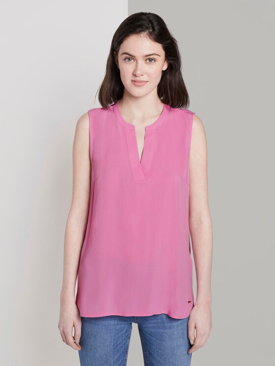 Ärmellose Bluse mit Henley-Ausschnitt - Frauen - wild orchid pink Ärmellose Bluse mit Henley-Ausschnitt - Frauen - wild orchid pink - 1 - TOM TAILOR Denim
