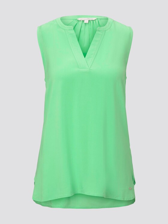 Sleeveless blouse with a Henley neckline - Women - amaranthus green Sleeveless blouse with a Henley neckline - Women - amaranthus green - 7 - TOM TAILOR Denim