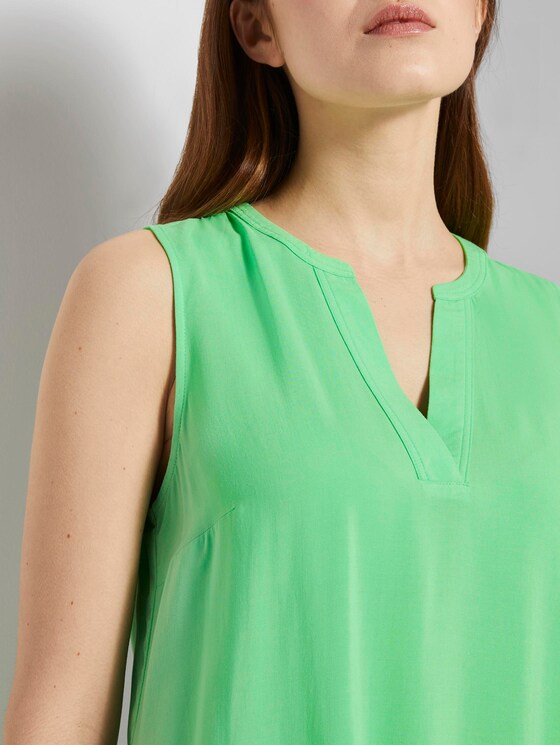 Sleeveless blouse with a Henley neckline - Women - amaranthus green Sleeveless blouse with a Henley neckline - Women - amaranthus green - 9 - TOM TAILOR Denim