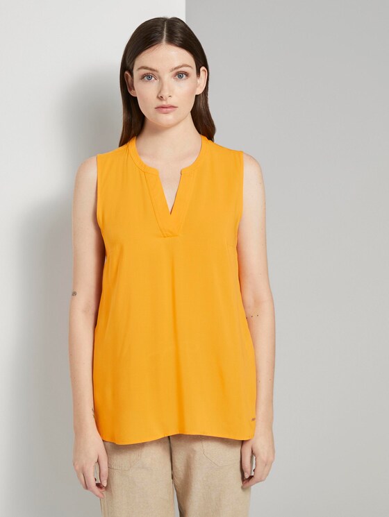 Ärmellose Bluse mit Henley-Ausschnitt - Frauen - orange yellow Ärmellose Bluse mit Henley-Ausschnitt - Frauen - orange yellow - 1 - TOM TAILOR Denim