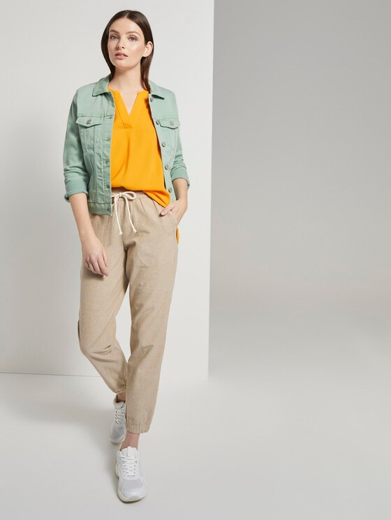 Ärmellose Bluse mit Henley-Ausschnitt - Frauen - orange yellow Ärmellose Bluse mit Henley-Ausschnitt - Frauen - orange yellow - 3 - TOM TAILOR Denim