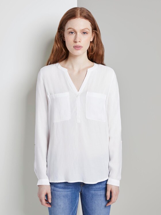 Tunikabluse mit Brusttaschen - Frauen - Off White Tunikabluse mit Brusttaschen - Frauen - Off White - 1 - TOM TAILOR Denim