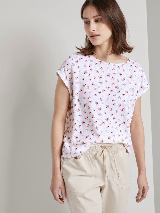 Gemustertes T-Shirt mit Cut-Out - Frauen - light flower print Gemustertes T-Shirt mit Cut-Out - Frauen - light flower print - 5 - TOM TAILOR Denim