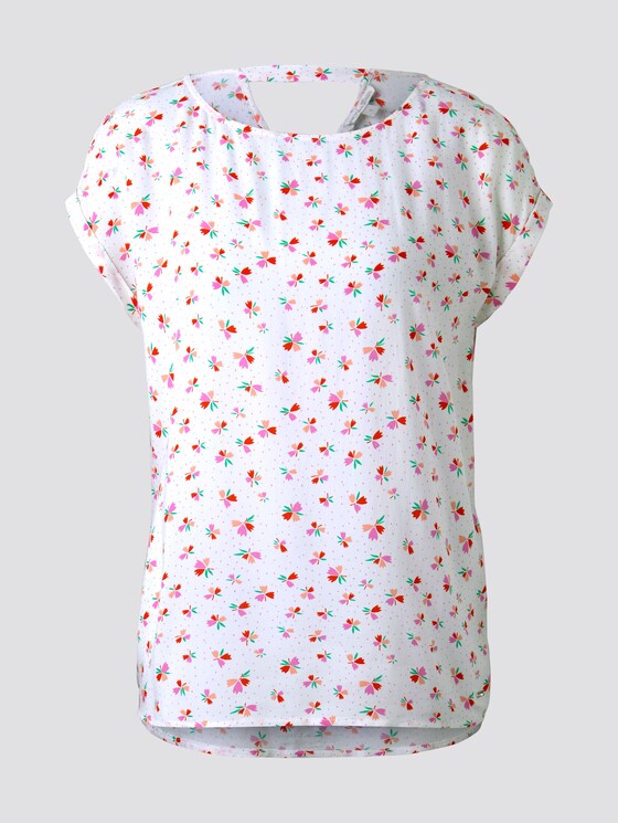 Gemustertes T-Shirt mit Cut-Out - Frauen - light flower print Gemustertes T-Shirt mit Cut-Out - Frauen - light flower print - 7 - TOM TAILOR Denim