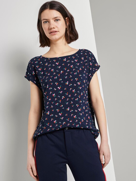 Gemustertes T-Shirt mit Cut-Out - Frauen - navy flower print Gemustertes T-Shirt mit Cut-Out - Frauen - navy flower print - 5 - TOM TAILOR Denim
