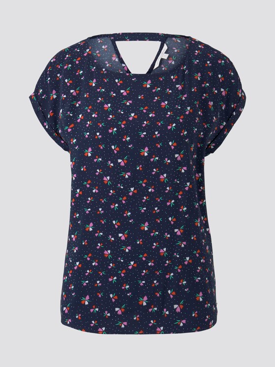 Gemustertes T-Shirt mit Cut-Out - Frauen - navy flower print Gemustertes T-Shirt mit Cut-Out - Frauen - navy flower print - 7 - TOM TAILOR Denim