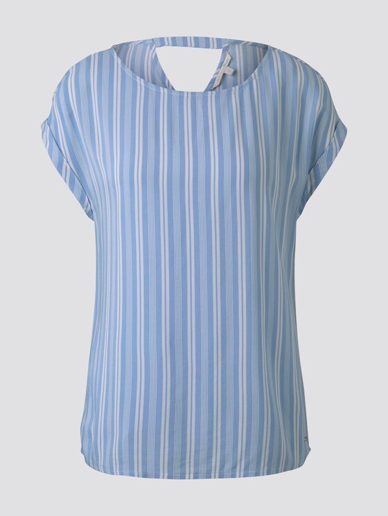 Gemustertes T-Shirt mit Cut-Out - Frauen - light blue vertical stripe Gemustertes T-Shirt mit Cut-Out - Frauen - light blue vertical stripe - 7 - TOM TAILOR Denim