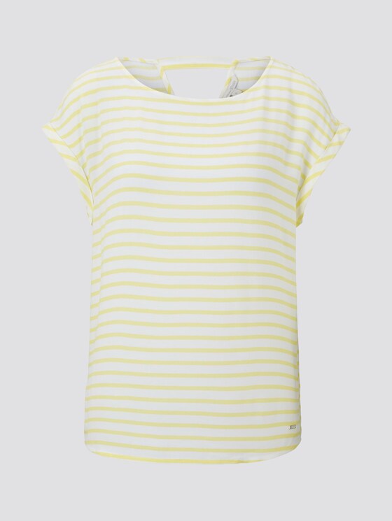 Gemustertes T-Shirt mit Cut-Out - Frauen - yellow white horizontal stripe Gemustertes T-Shirt mit Cut-Out - Frauen - yellow white horizontal stripe - 7 - TOM TAILOR Denim