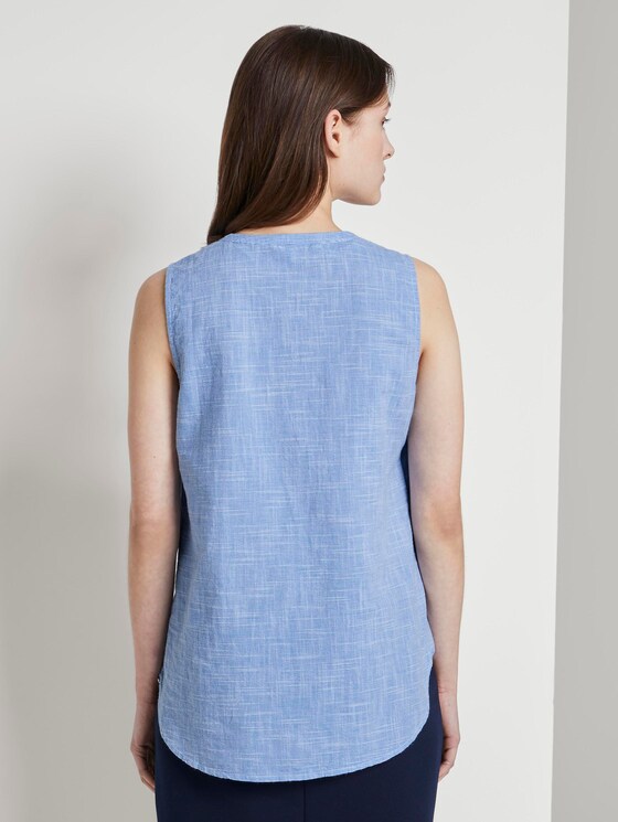 Sleeveless blouse with a Henley Neckline - Women - light blue white slub Sleeveless blouse with a Henley Neckline - Women - light blue white slub - 2 - TOM TAILOR Denim