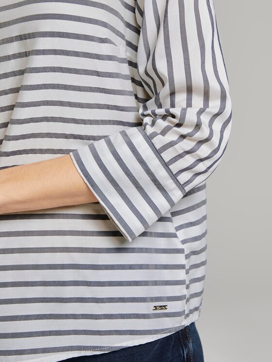 Gestreifte Bluse mit Carree Ausschnitt - Frauen - navy white stripe Gestreifte Bluse mit Carree Ausschnitt - Frauen - navy white stripe - 10 - TOM TAILOR Denim