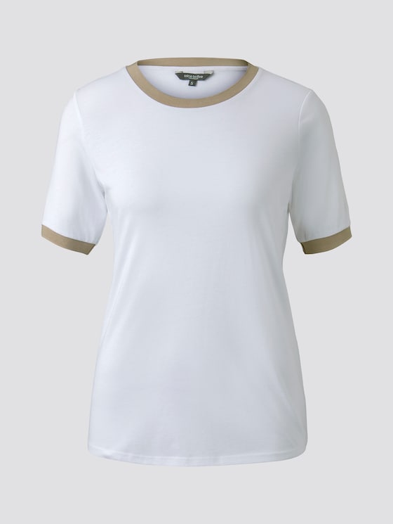 T-Shirt mit Kontrast-Blende - Frauen - Ceramic White T-Shirt mit Kontrast-Blende - Frauen - Ceramic White - 7 - Mine to five