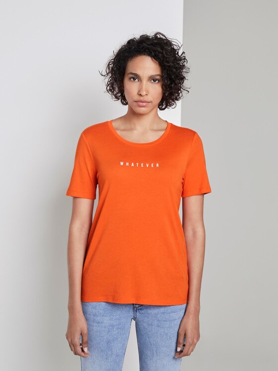 Printed T-shirt - Women - Fiery Orange Printed T-shirt - Women - Fiery Orange - 1 - Mine to five