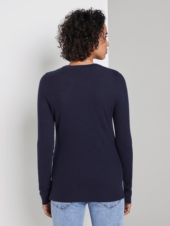 Strick-Sweater mit Kontrast-Details - Frauen - Sky Captain Blue Strick-Sweater mit Kontrast-Details - Frauen - Sky Captain Blue - 2 - Mine to five