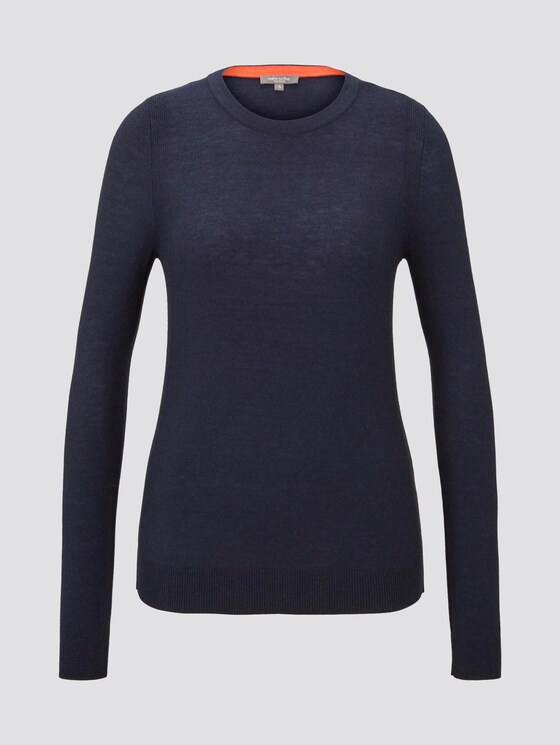 Strick-Sweater mit Kontrast-Details - Frauen - Sky Captain Blue Strick-Sweater mit Kontrast-Details - Frauen - Sky Captain Blue - 7 - Mine to five