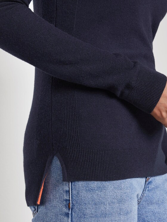 Strick-Sweater mit Kontrast-Details - Frauen - Sky Captain Blue Strick-Sweater mit Kontrast-Details - Frauen - Sky Captain Blue - 9 - Mine to five