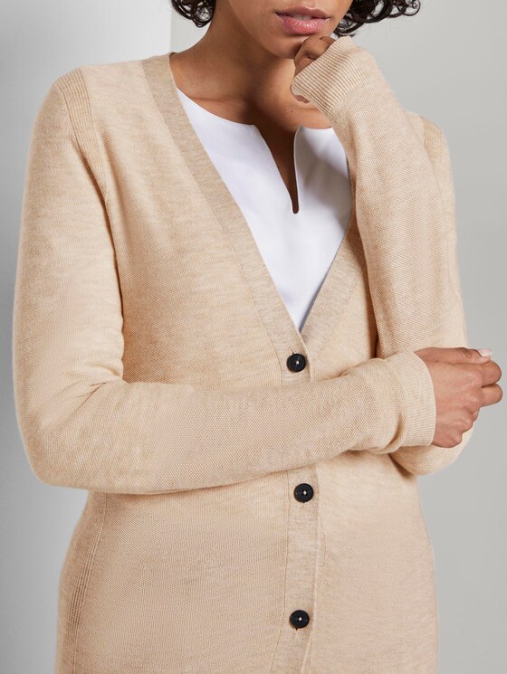 Cardigan mit Kontrast-Details - Frauen - coarse sand melange Cardigan mit Kontrast-Details - Frauen - coarse sand melange - 9 - Mine to five