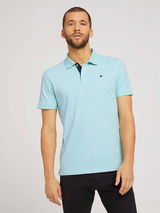 Basic Poloshirt - Männer - lucite green white melange Basic Poloshirt - Männer - lucite green white melange - 1 - TOM TAILOR