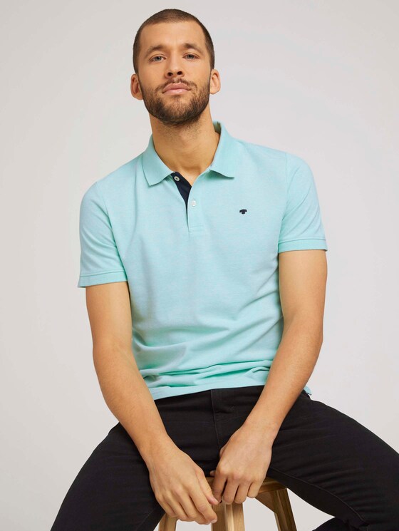 Basic Poloshirt - Männer - lucite green white melange Basic Poloshirt - Männer - lucite green white melange - 5 - TOM TAILOR