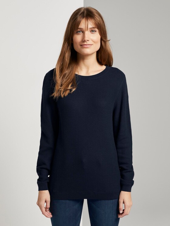 Gestrickter Basic-Pullover - Frauen - Real Navy Blue Gestrickter Basic-Pullover - Frauen - Real Navy Blue - 1 - TOM TAILOR Denim