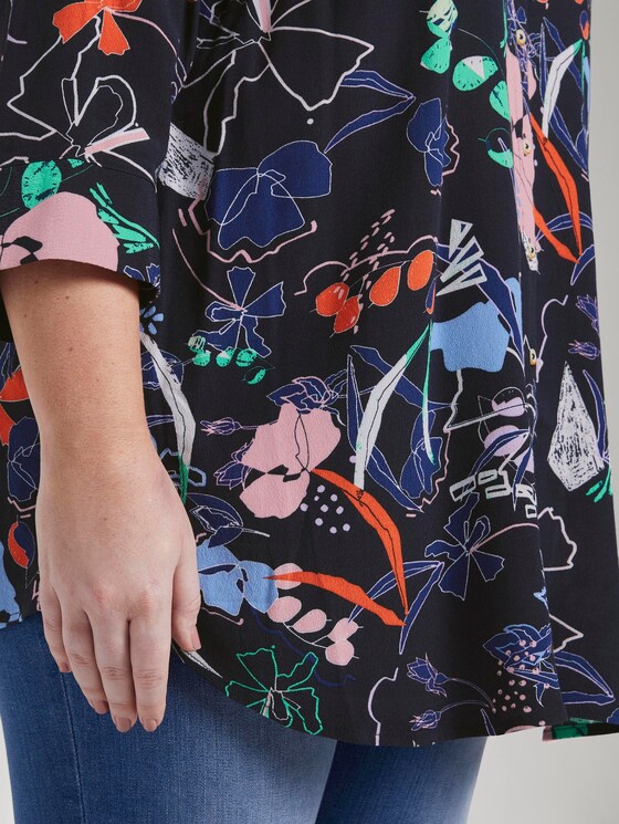 Gemusterte Tunika-Bluse - Frauen - navy new flower print Gemusterte Tunika-Bluse - Frauen - navy new flower print - 10 - My True Me