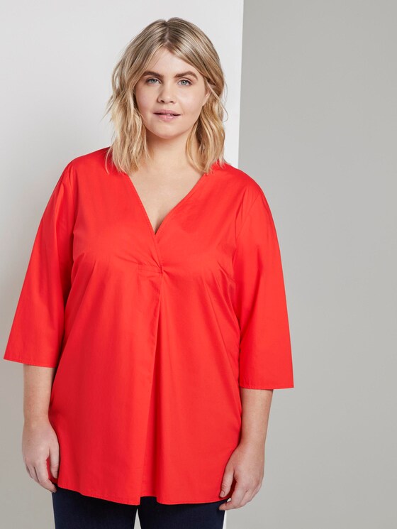 3/4 sleeve blouse with a pleat - Women - signal red 3/4 sleeve blouse with a pleat - Women - signal red - 1 - My True Me