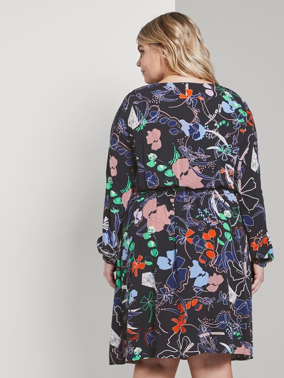 Gemustertes Kleid in A-Linie - Frauen - navy new flower print Gemustertes Kleid in A-Linie - Frauen - navy new flower print - 2 - My True Me