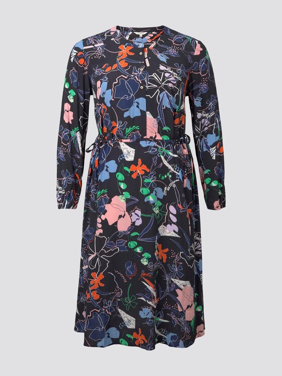 Gemustertes Midi-Kleid - Frauen - navy new flower print Gemustertes Midi-Kleid - Frauen - navy new flower print - 7 - My True Me
