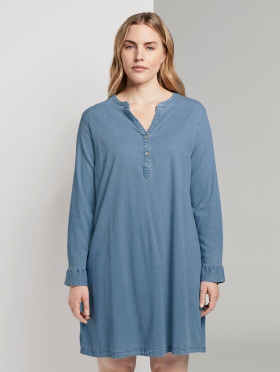 Simple Chambray shirt dress - Women - Light Blue Denim Look Chambray Simple Chambray shirt dress - Women - Light Blue Denim Look Chambray - 1 - My True Me