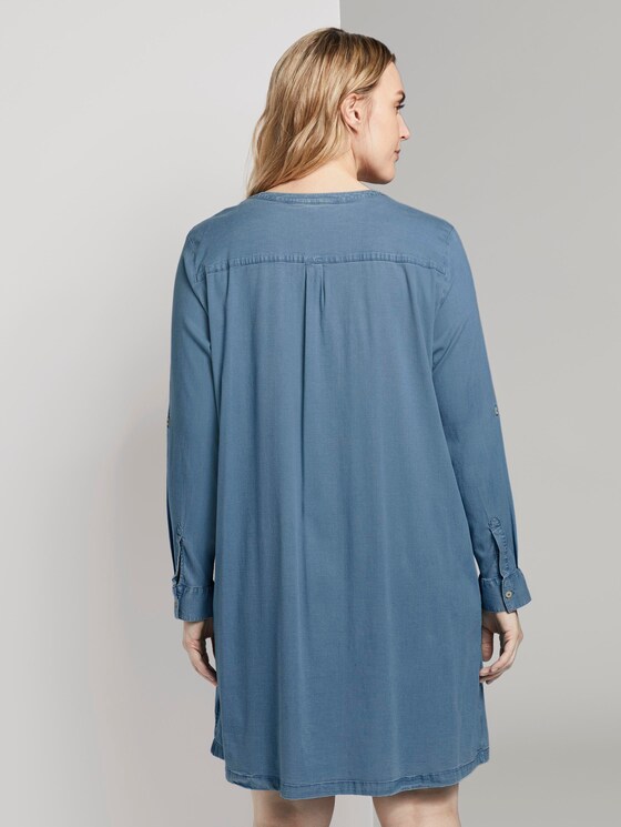 Simple Chambray shirt dress - Women - Light Blue Denim Look Chambray Simple Chambray shirt dress - Women - Light Blue Denim Look Chambray - 2 - My True Me