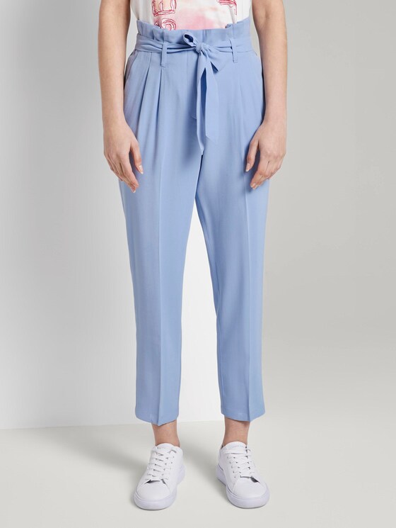 Paperbag-Hose mit Bindegürtel - Frauen - Parisienne Blue Paperbag-Hose mit Bindegürtel - Frauen - Parisienne Blue - 1 - TOM TAILOR