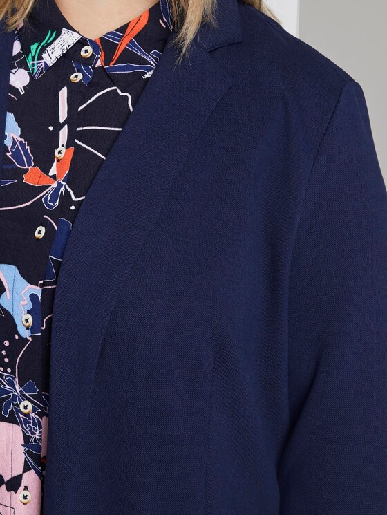 Piqué-Mantel mit Kontrast-Details - Frauen - Real Navy Blue Piqué-Mantel mit Kontrast-Details - Frauen - Real Navy Blue - 9 - My True Me