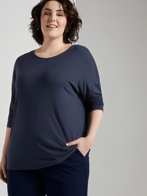 Shirt met 3/4 mouw en vleermuis - Vrouwen - Real Navy Blue Shirt met 3/4 mouw en vleermuis - Vrouwen - Real Navy Blue - 5 - My True Me
