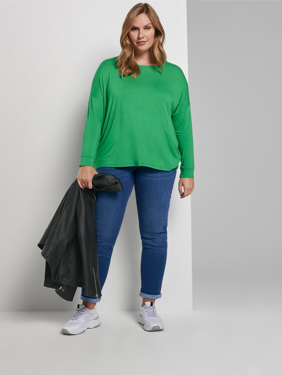 3/4 Arm Shirt mit Fledermaus-Ärmeln - Frauen - gras green 3/4 Arm Shirt mit Fledermaus-Ärmeln - Frauen - gras green - 3 - My True Me
