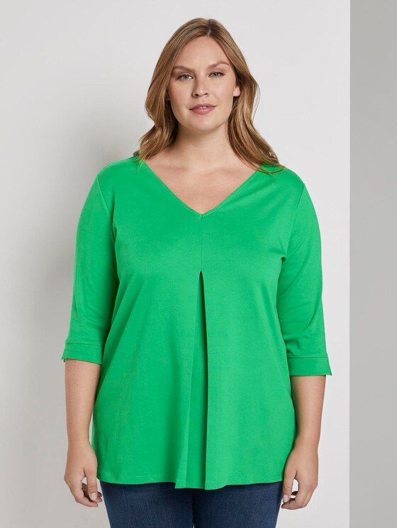 Langes Shirt mit Falte - Frauen - gras green Langes Shirt mit Falte - Frauen - gras green - 1 - My True Me