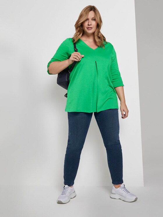 Langes Shirt mit Falte - Frauen - gras green Langes Shirt mit Falte - Frauen - gras green - 3 - My True Me