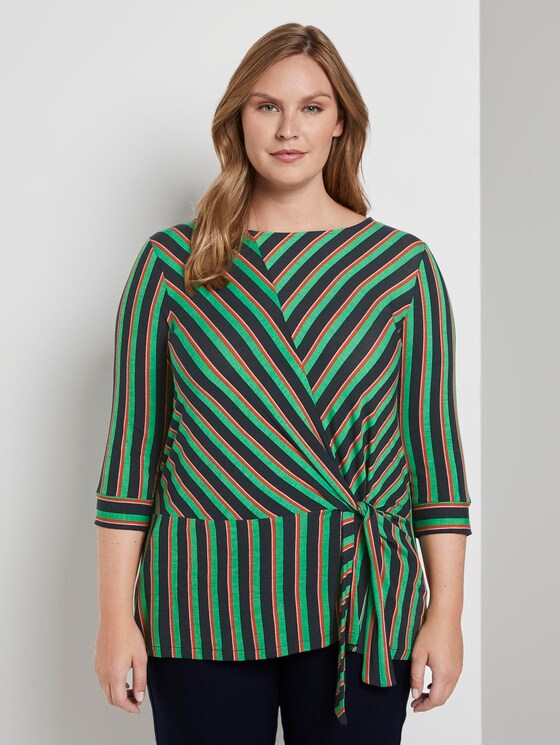 Gestreiftes Shirt mit Knoten-Detail - Frauen - navy base mutlicolor stripe Gestreiftes Shirt mit Knoten-Detail - Frauen - navy base mutlicolor stripe - 1 - My True Me