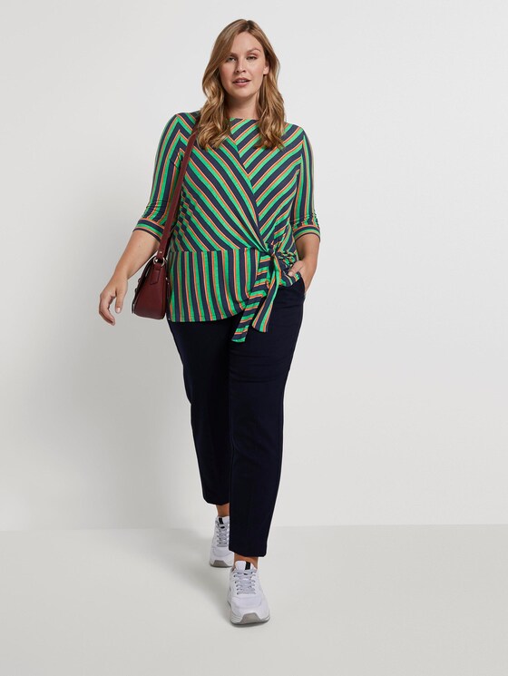 Gestreiftes Shirt mit Knoten-Detail - Frauen - navy base mutlicolor stripe Gestreiftes Shirt mit Knoten-Detail - Frauen - navy base mutlicolor stripe - 3 - My True Me
