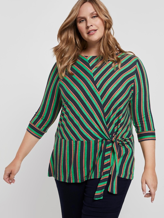 Gestreiftes Shirt mit Knoten-Detail - Frauen - navy base mutlicolor stripe Gestreiftes Shirt mit Knoten-Detail - Frauen - navy base mutlicolor stripe - 5 - My True Me