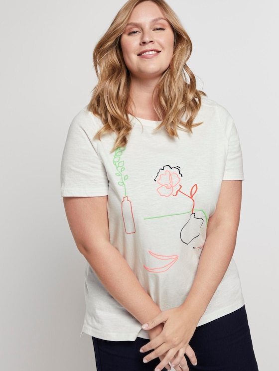 Curvy - T-Shirt mit Stickerei - Frauen - Whisper White Curvy - T-Shirt mit Stickerei - Frauen - Whisper White - 5 - My True Me