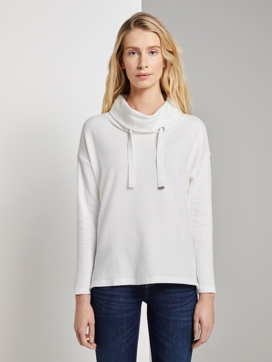 Strukturierter Sweater mit breitem Stehkragen - Frauen - Whisper White Strukturierter Sweater mit breitem Stehkragen - Frauen - Whisper White - 1 - TOM TAILOR