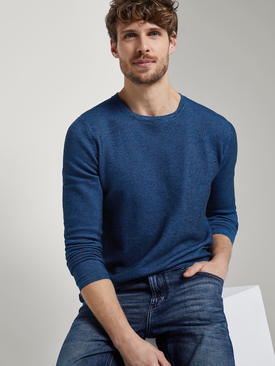 Strukturierter Strickpullover - Männer - blue blue knitted structure Strukturierter Strickpullover - Männer - blue blue knitted structure - 5 - TOM TAILOR