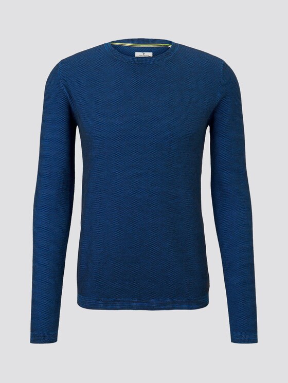 Strukturierter Strickpullover - Männer - blue blue knitted structure Strukturierter Strickpullover - Männer - blue blue knitted structure - 7 - TOM TAILOR